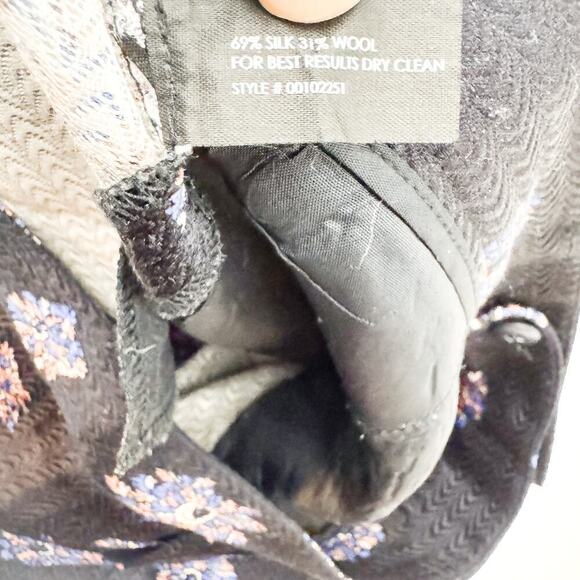 Club Monaco Silk Wool Flower Patterned Print Slack Pants Navy Size 2 - Picture 8 of 9